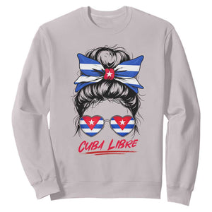 Cuba Libre Sweatshirt Messy Bun Cuban Woman Sunglasses TS12 Ice Gray Print Your Wear