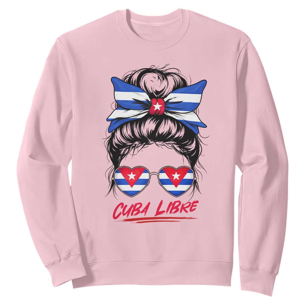 Cuba Libre Sweatshirt Messy Bun Cuban Woman Sunglasses TS12 Light Pink Print Your Wear