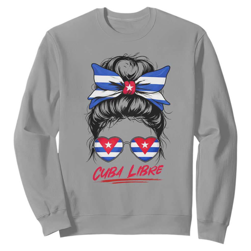 Cuba Libre Sweatshirt Messy Bun Cuban Woman Sunglasses TS12 Sport Gray Print Your Wear