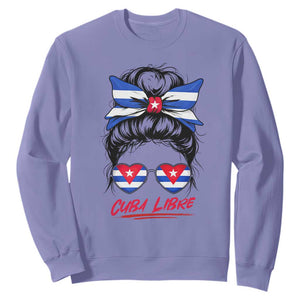 Cuba Libre Sweatshirt Messy Bun Cuban Woman Sunglasses TS12 Violet Print Your Wear