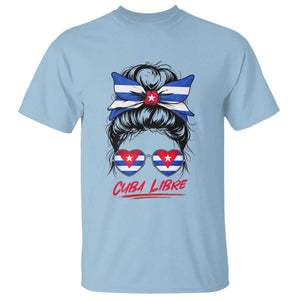 Cuba Libre T Shirt Messy Bun Cuban Woman Sunglasses TS12 Light Blue Print Your Wear