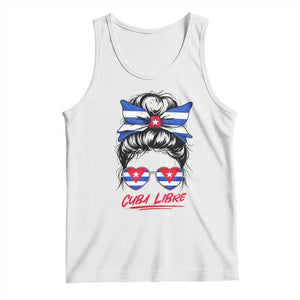 Cuba Libre Tank Top Messy Bun Cuban Woman Sunglasses TS12 White Print Your Wear