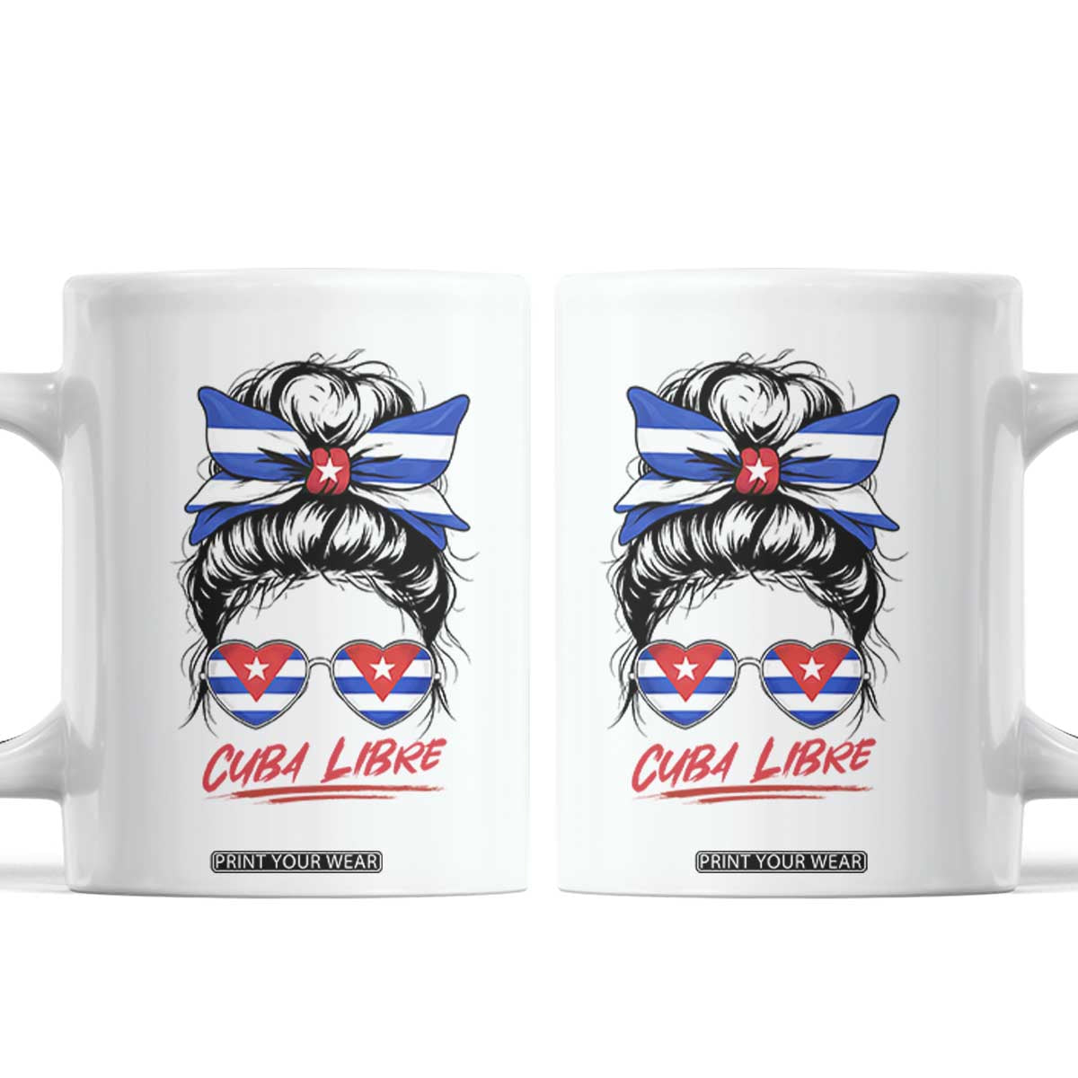 Cuba Libre Coffee Mug Messy Bun Cuban Woman Sunglasses TS12 White Print Your Wear