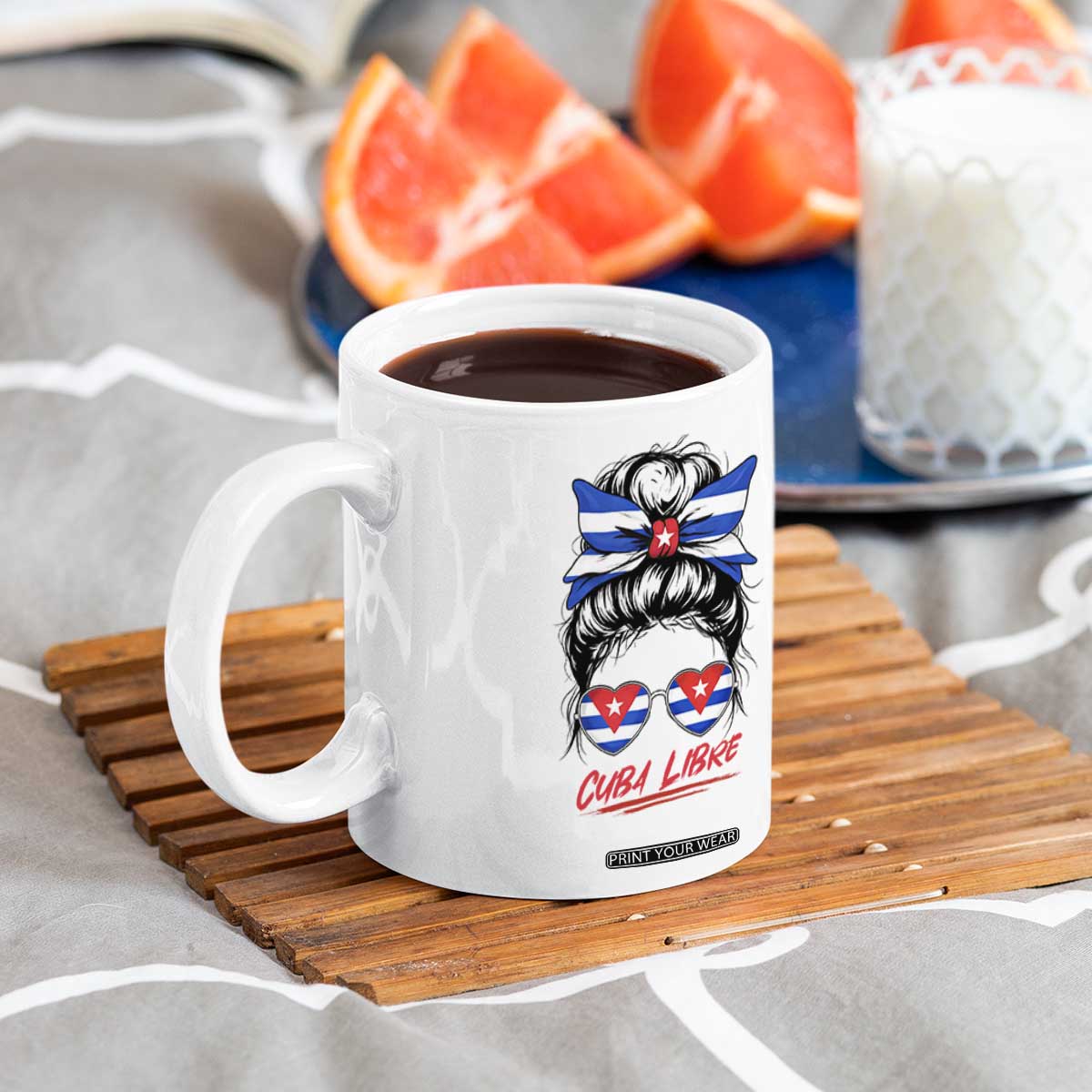 Cuba Libre Coffee Mug Messy Bun Cuban Woman Sunglasses TS12 Print Your Wear