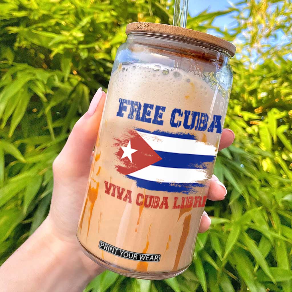 Cuban American Pride Glass Can Freedom For Cuba TS12 White Print Your Wear