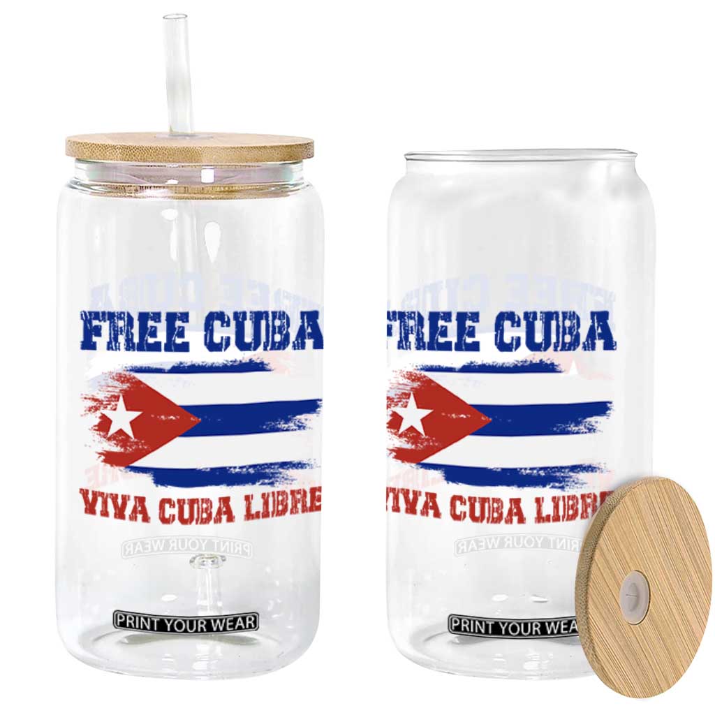 Cuban American Pride Glass Can Freedom For Cuba TS12 Print Your Wear