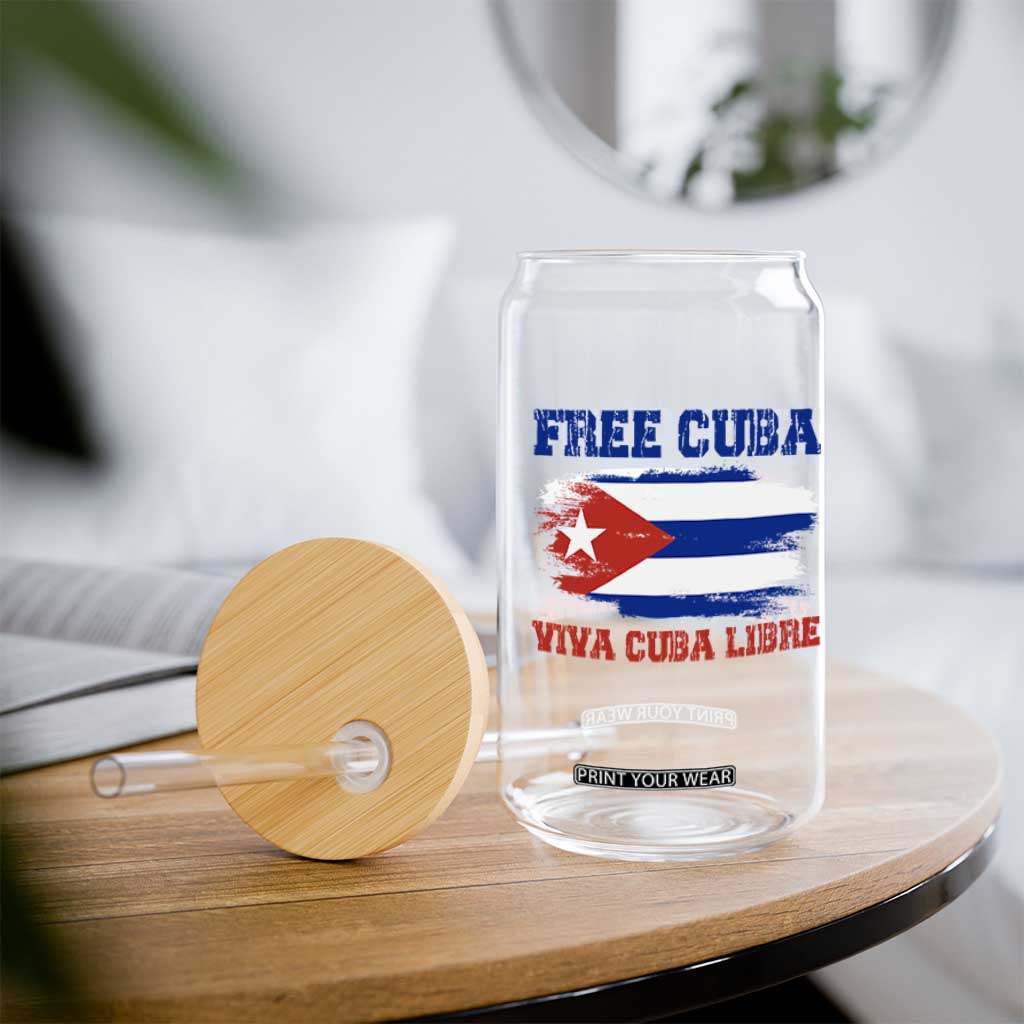 Cuban American Pride Glass Can Freedom For Cuba TS12 Print Your Wear