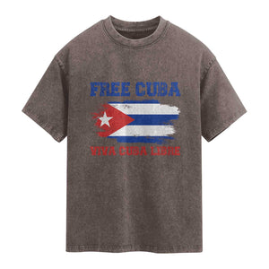 Cuban American Pride Washed Cotton T-Shirt Freedom For Cuba
