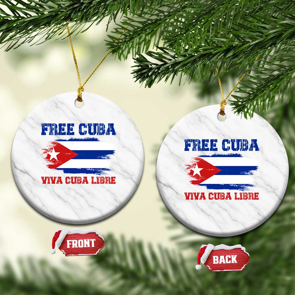Cuban American Pride Ceramic Ornament Freedom For Cuba TS12 1pc White Marble Print Your Wear