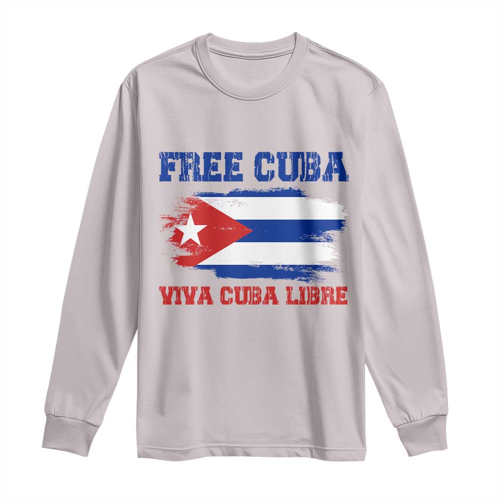 Cuban American Pride Long Sleeve Shirt Freedom For Cuba TS12 Ice Gray Print Your Wear
