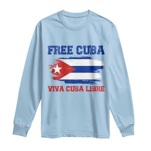 Cuban American Pride Long Sleeve Shirt Freedom For Cuba TS12 Light Blue Print Your Wear