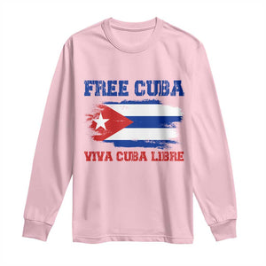 Cuban American Pride Long Sleeve Shirt Freedom For Cuba TS12 Light Pink Print Your Wear