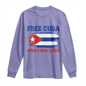 Cuban American Pride Long Sleeve Shirt Freedom For Cuba TS12 Violet Print Your Wear