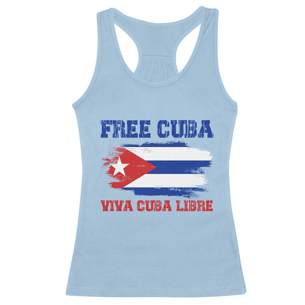 Cuban American Pride Racerback Tank Top Freedom For Cuba TS12 Light Blue Print Your Wear