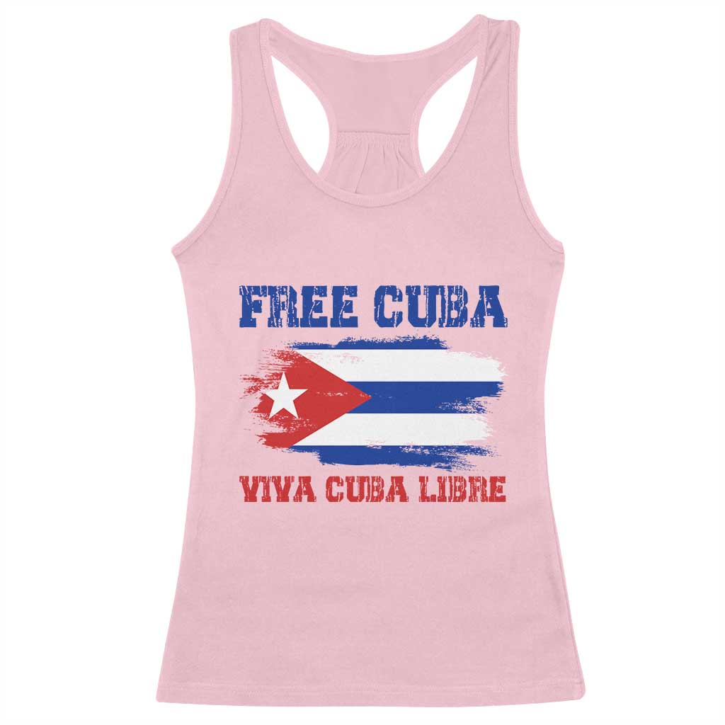 Cuban American Pride Racerback Tank Top Freedom For Cuba TS12 Light Pink Print Your Wear