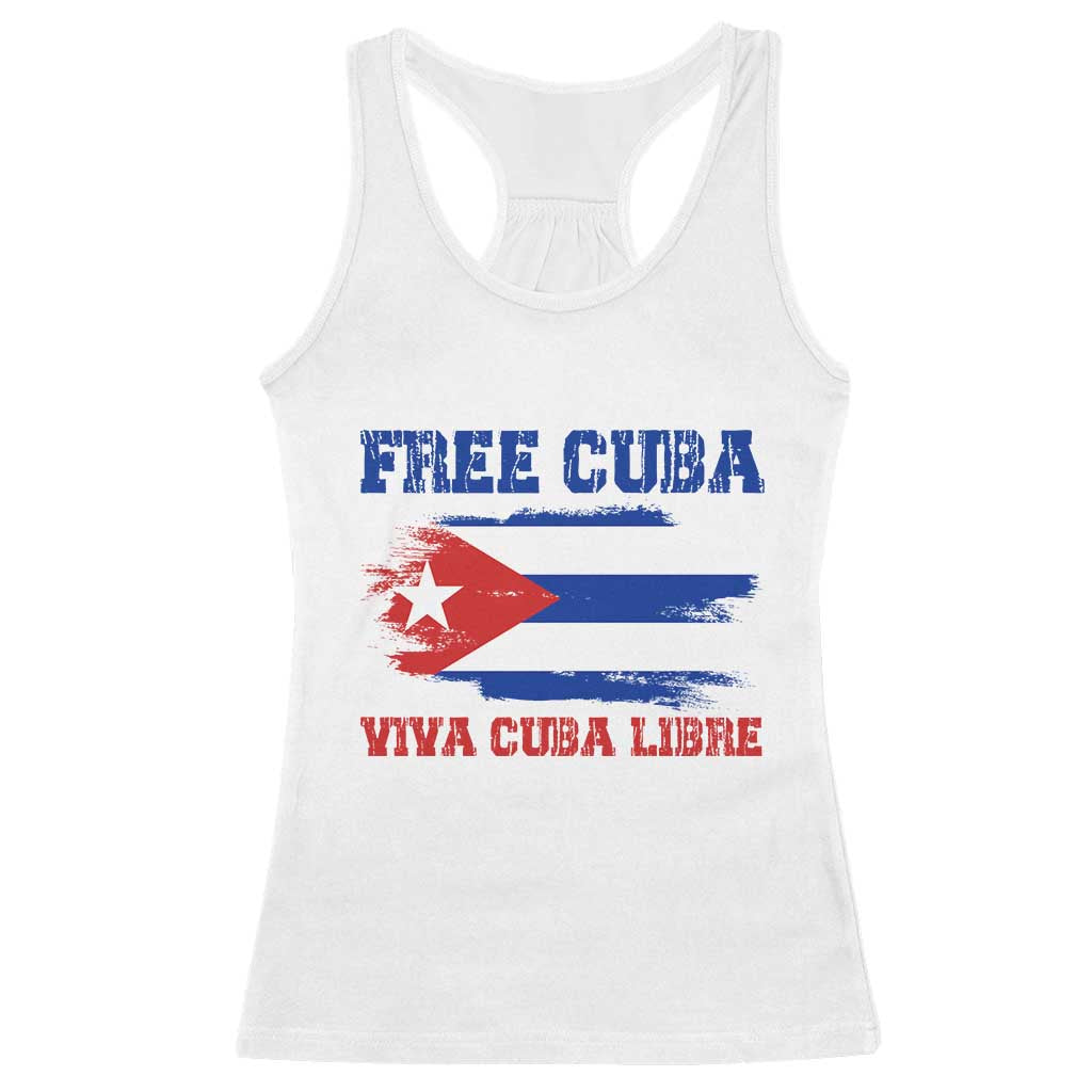 Cuban American Pride Racerback Tank Top Freedom For Cuba TS12 White Print Your Wear