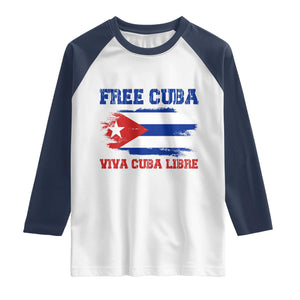 Cuban American Pride Raglan Shirt Freedom For Cuba TS12 White Navy Print Your Wear