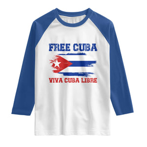 Cuban American Pride Raglan Shirt Freedom For Cuba TS12 White Royal Print Your Wear
