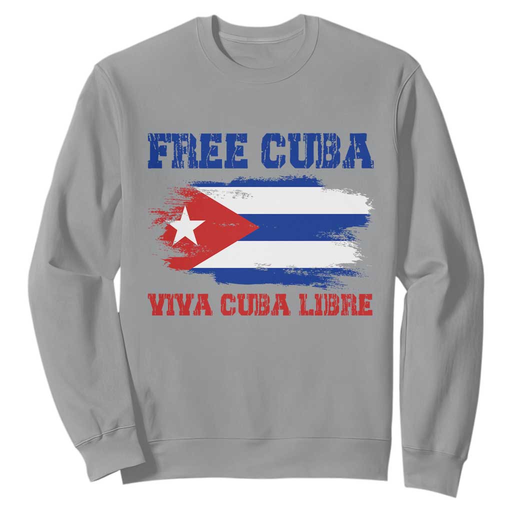 Cuban American Pride Sweatshirt Freedom For Cuba TS12 Sport Gray Print Your Wear