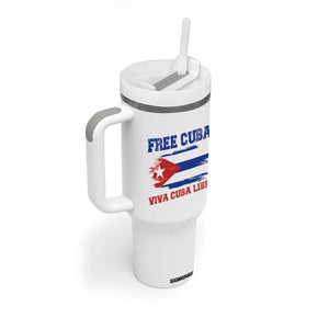 Cuban American Pride Tumbler With Handle Freedom For Cuba TS12 Print Your Wear