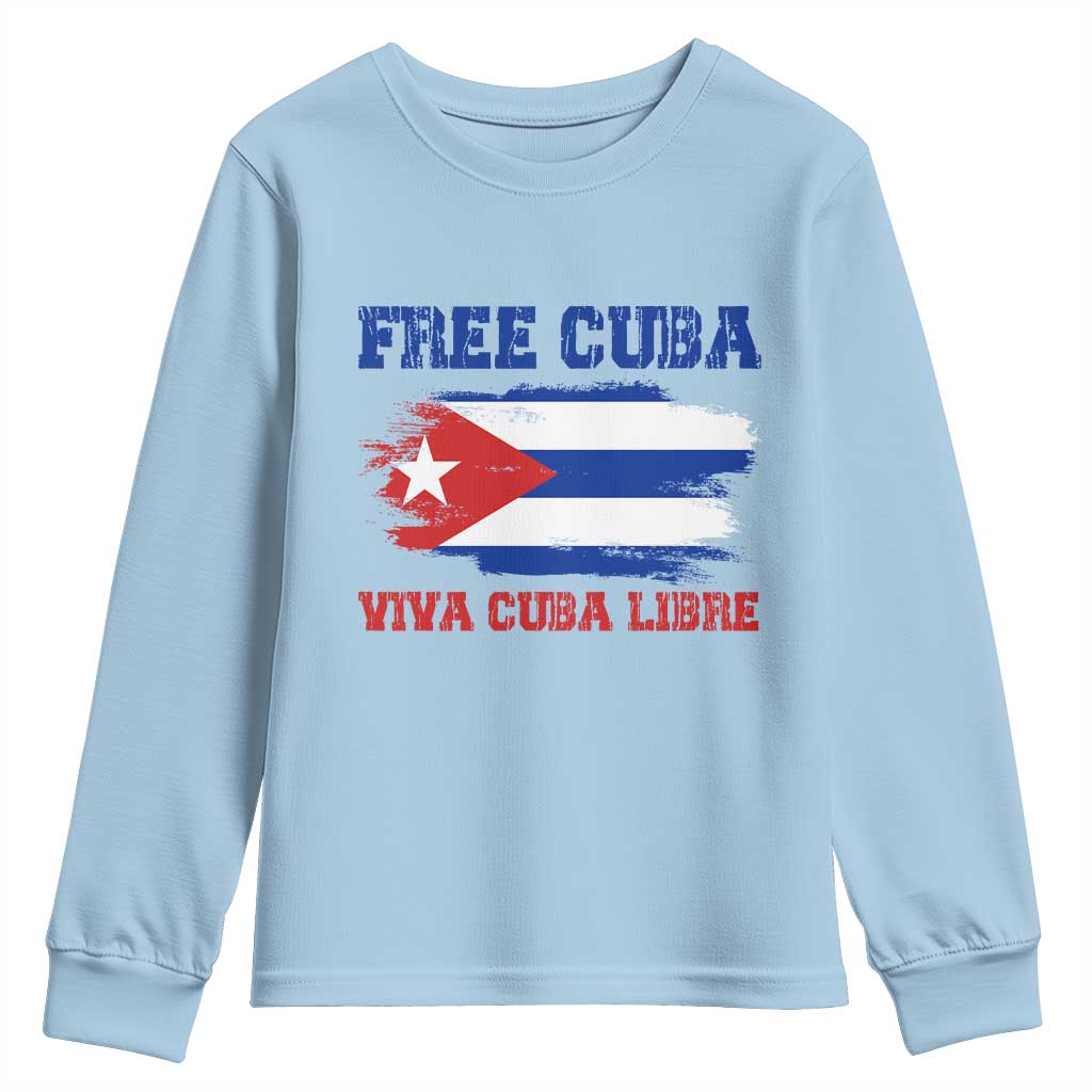 Cuban American Pride Youth Sweatshirt Freedom For Cuba TS12 Light Blue Print Your Wear