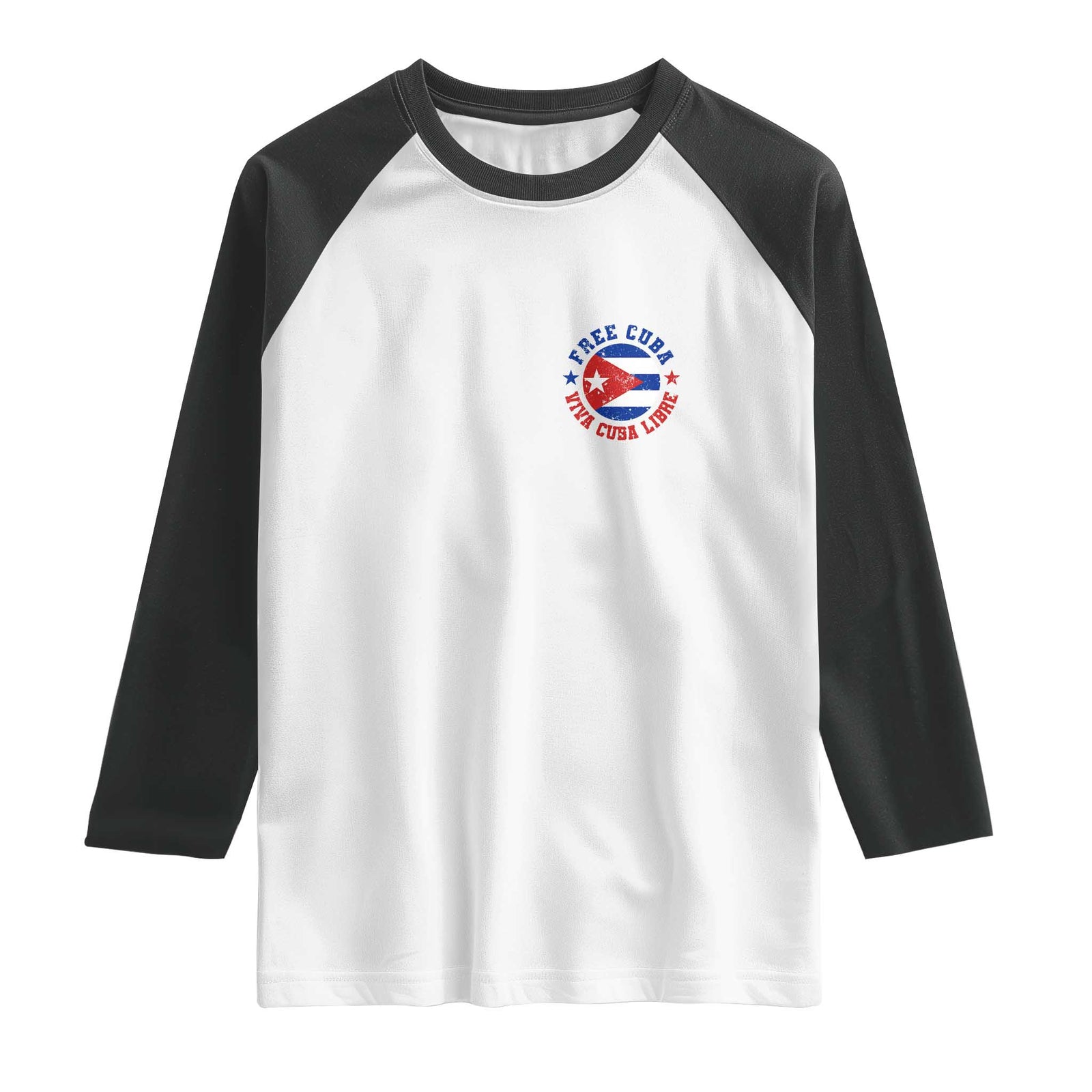 Free Cuba Viva Cuba Libre Raglan Shirt SOS Cuba Energy Crisis TS12 White Black Print Your Wear