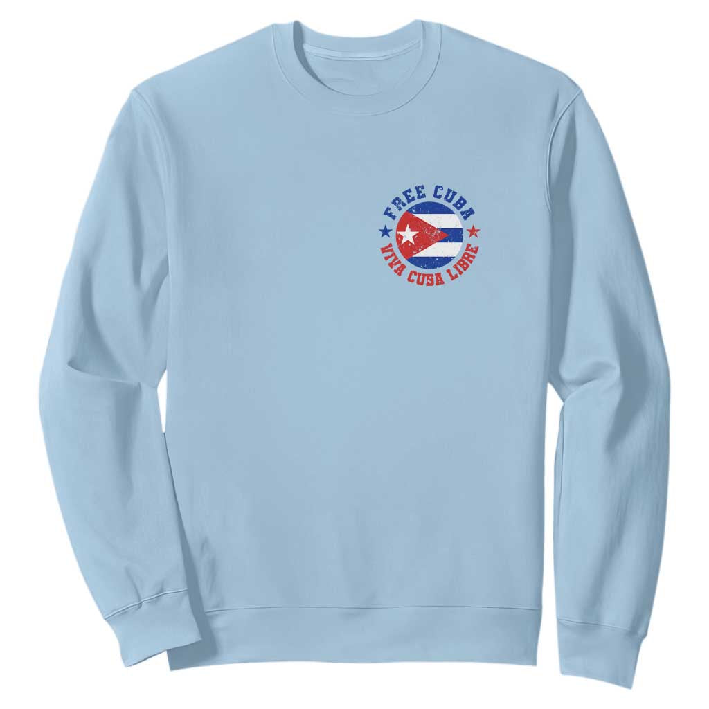 Free Cuba Viva Cuba Libre Sweatshirt SOS Cuba Energy Crisis TS12 Light Blue Print Your Wear