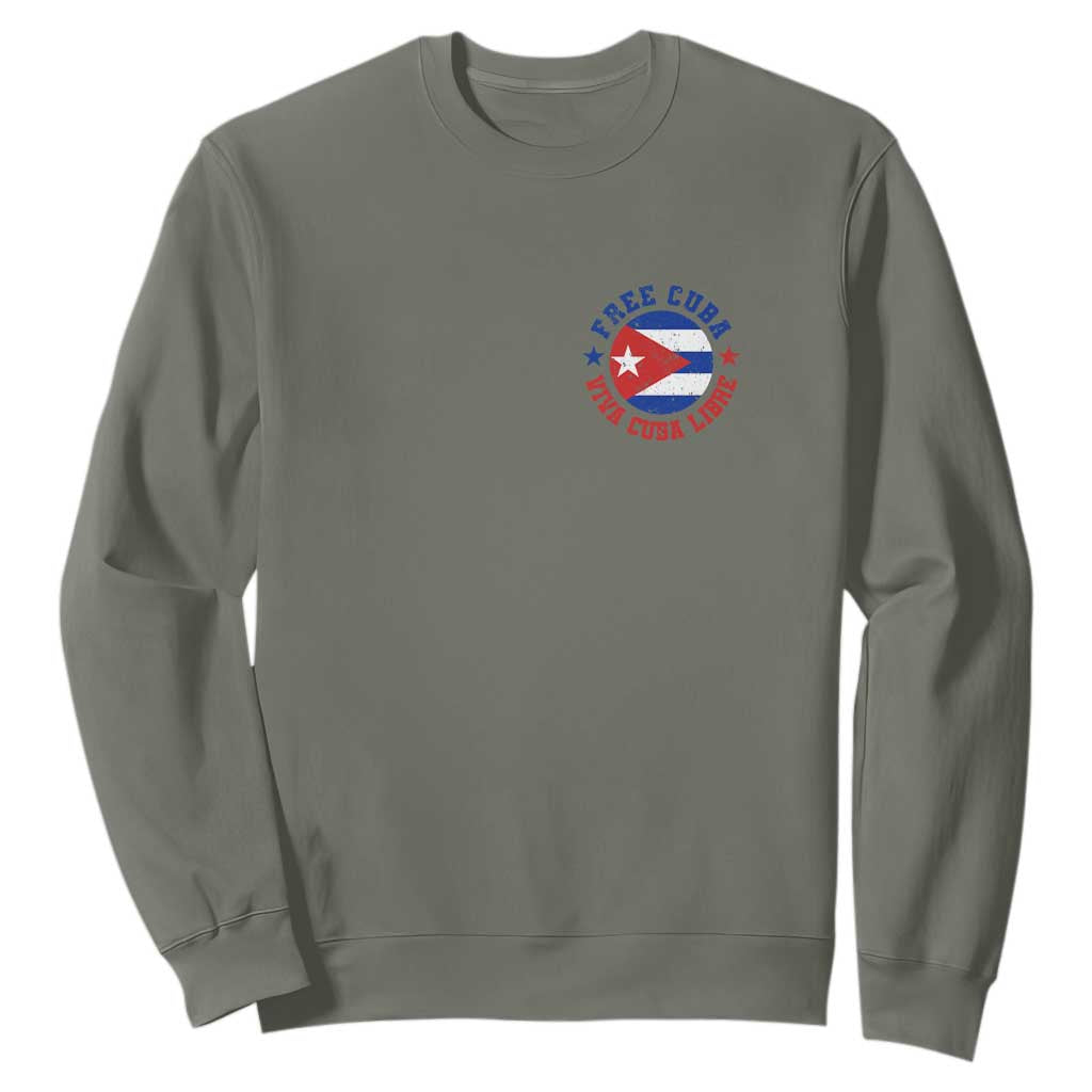 Free Cuba Viva Cuba Libre Sweatshirt SOS Cuba Energy Crisis TS12 Military Green Print Your Wear