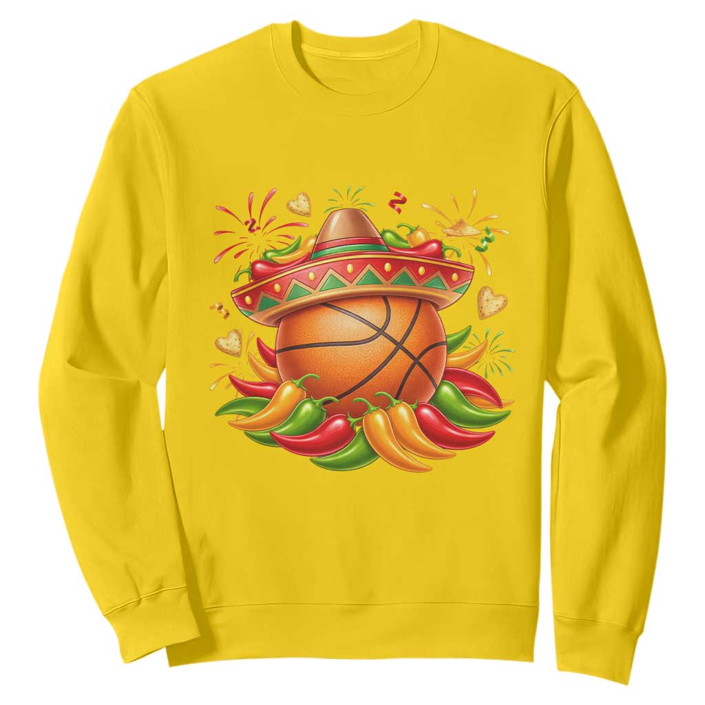 Funny Cinco De Mayo Basketball Sweatshirt Mexican Fiesta Hoops Party TS12 Daisy Print Your Wear