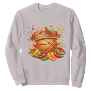 Funny Cinco De Mayo Basketball Sweatshirt Mexican Fiesta Hoops Party TS12 Ice Gray Print Your Wear