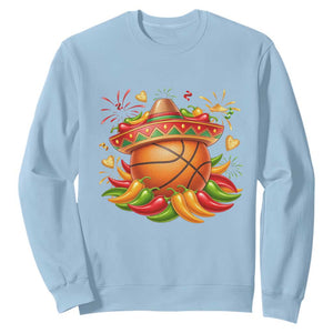 Funny Cinco De Mayo Basketball Sweatshirt Mexican Fiesta Hoops Party TS12 Light Blue Print Your Wear