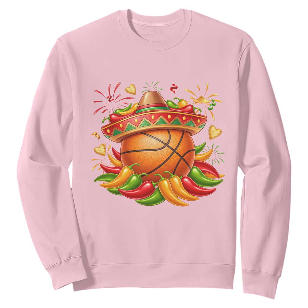 Funny Cinco De Mayo Basketball Sweatshirt Mexican Fiesta Hoops Party TS12 Light Pink Print Your Wear