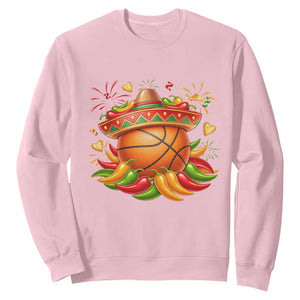 Funny Cinco De Mayo Basketball Sweatshirt Mexican Fiesta Hoops Party TS12 Light Pink Print Your Wear