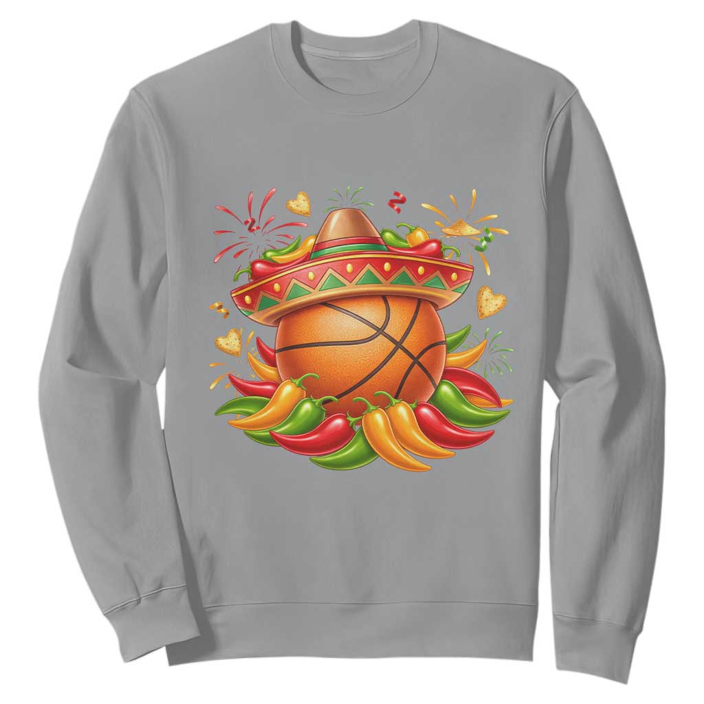 Funny Cinco De Mayo Basketball Sweatshirt Mexican Fiesta Hoops Party TS12 Sport Gray Print Your Wear
