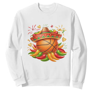 Funny Cinco De Mayo Basketball Sweatshirt Mexican Fiesta Hoops Party TS12 White Print Your Wear