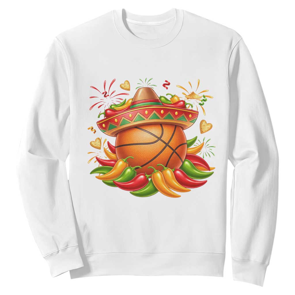 Funny Cinco De Mayo Basketball Sweatshirt Mexican Fiesta Hoops Party TS12 White Print Your Wear