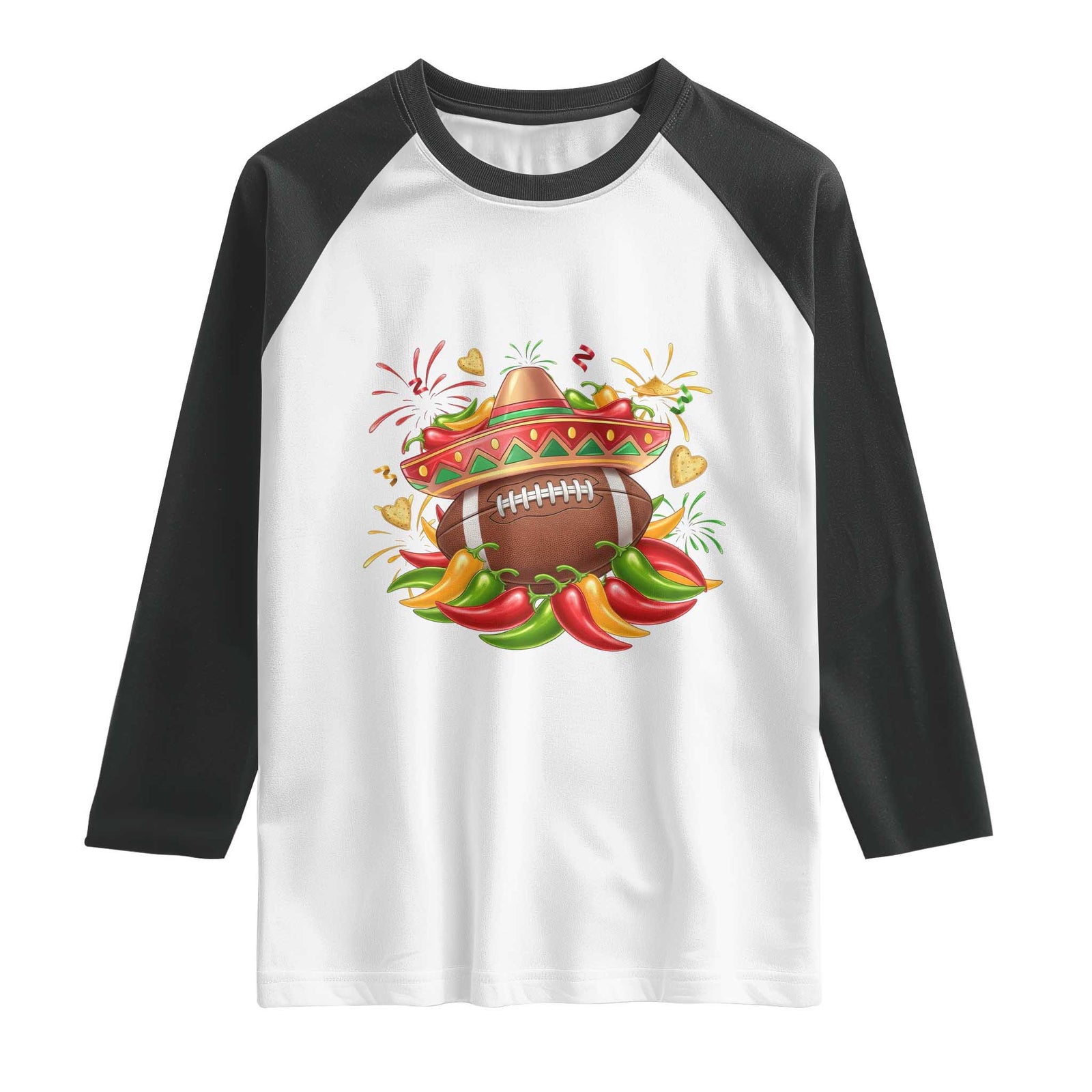 Funny Cinco De Mayo Football Raglan Shirt Mexican Fiesta Party TS12 White Black Print Your Wear