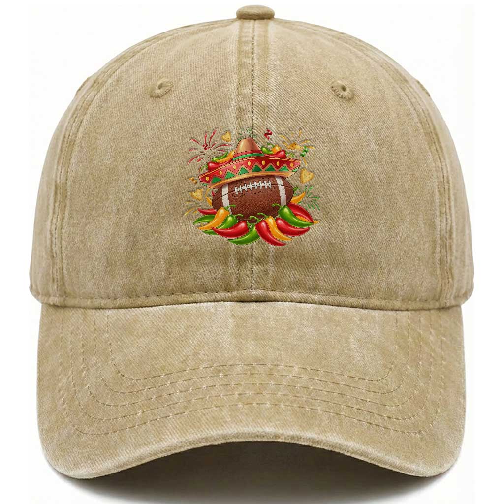 Funny Cinco De Mayo Football Washed Cotton Baseball Cap Mexican Fiesta Party TS12 Print Your Wear