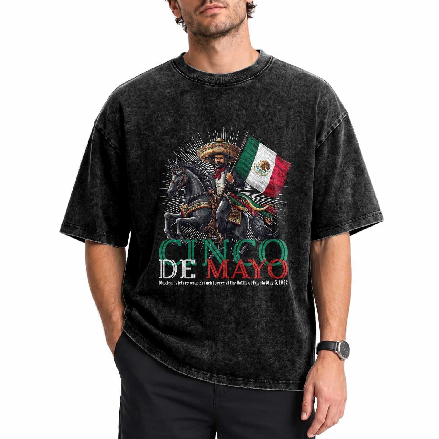 Cinco De Mayo Battle Of Puebla Washed Cotton T-Shirt Historical Mexican Heritage