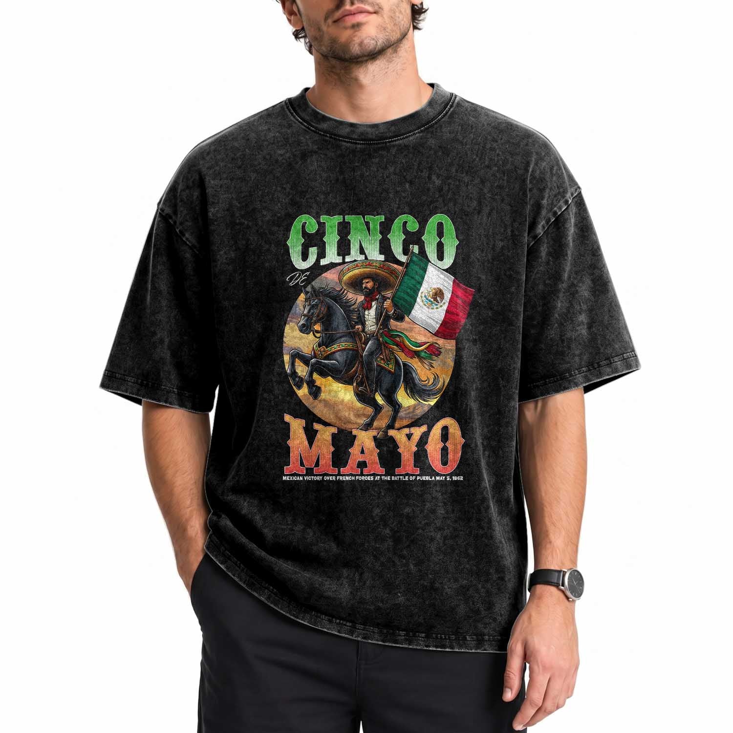 Cinco De Mayo Battle Of Puebla Washed Cotton T-Shirt Mexican Victory Heritage Pride