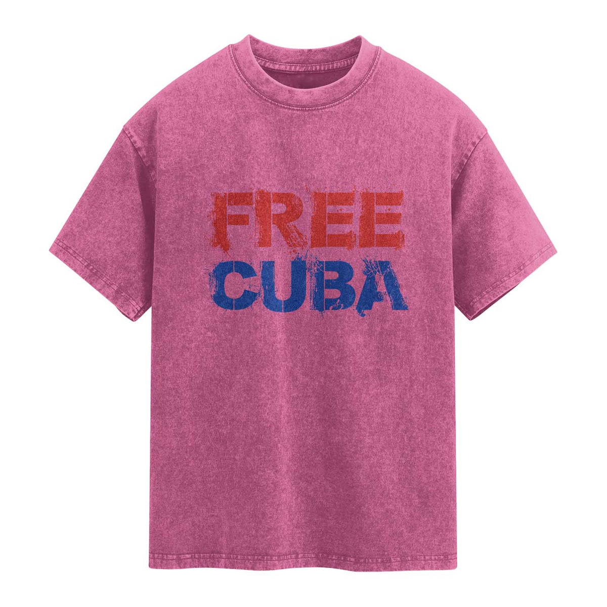 Free Cuba Washed Cotton T-Shirt Stand With Cuban People Gift