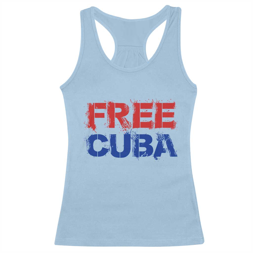 Free Cuba Racerback Tank Top Stand With Cuban People Gift TS12 Light Blue Print Your Wear