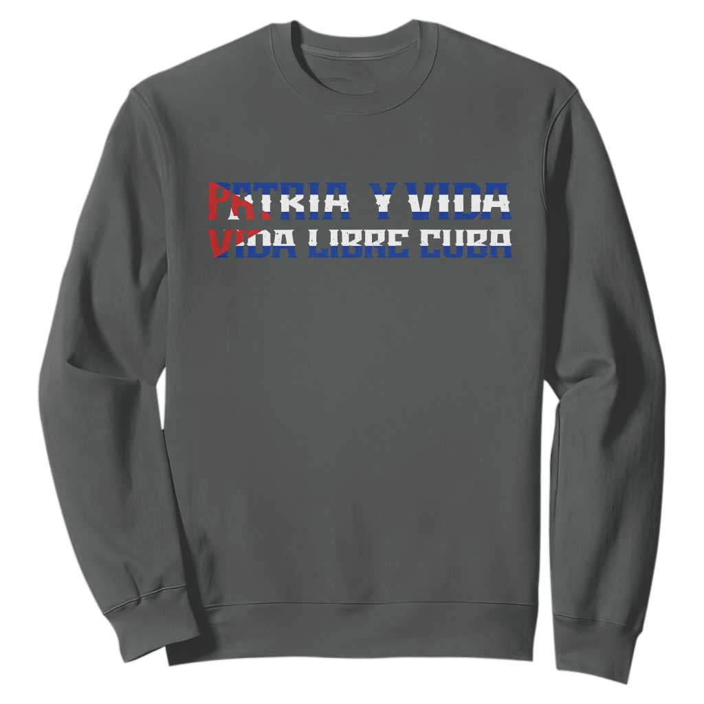 Viva Cuba Libre Sweatshirt Cuban Freedom Movement TS12 Dark Heather Print Your Wear