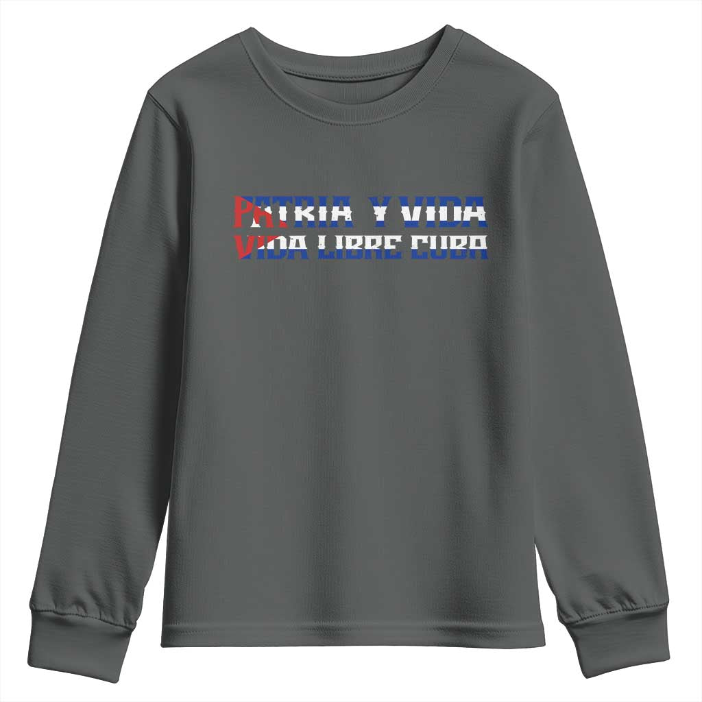 Viva Cuba Libre Youth Sweatshirt Cuban Freedom Movement TS12 Dark Heather Print Your Wear