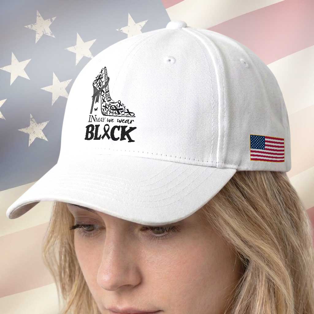In May We Wear Black Baseball Cap Skin Cancer Support Gift For Her TS12 Print Your Wear