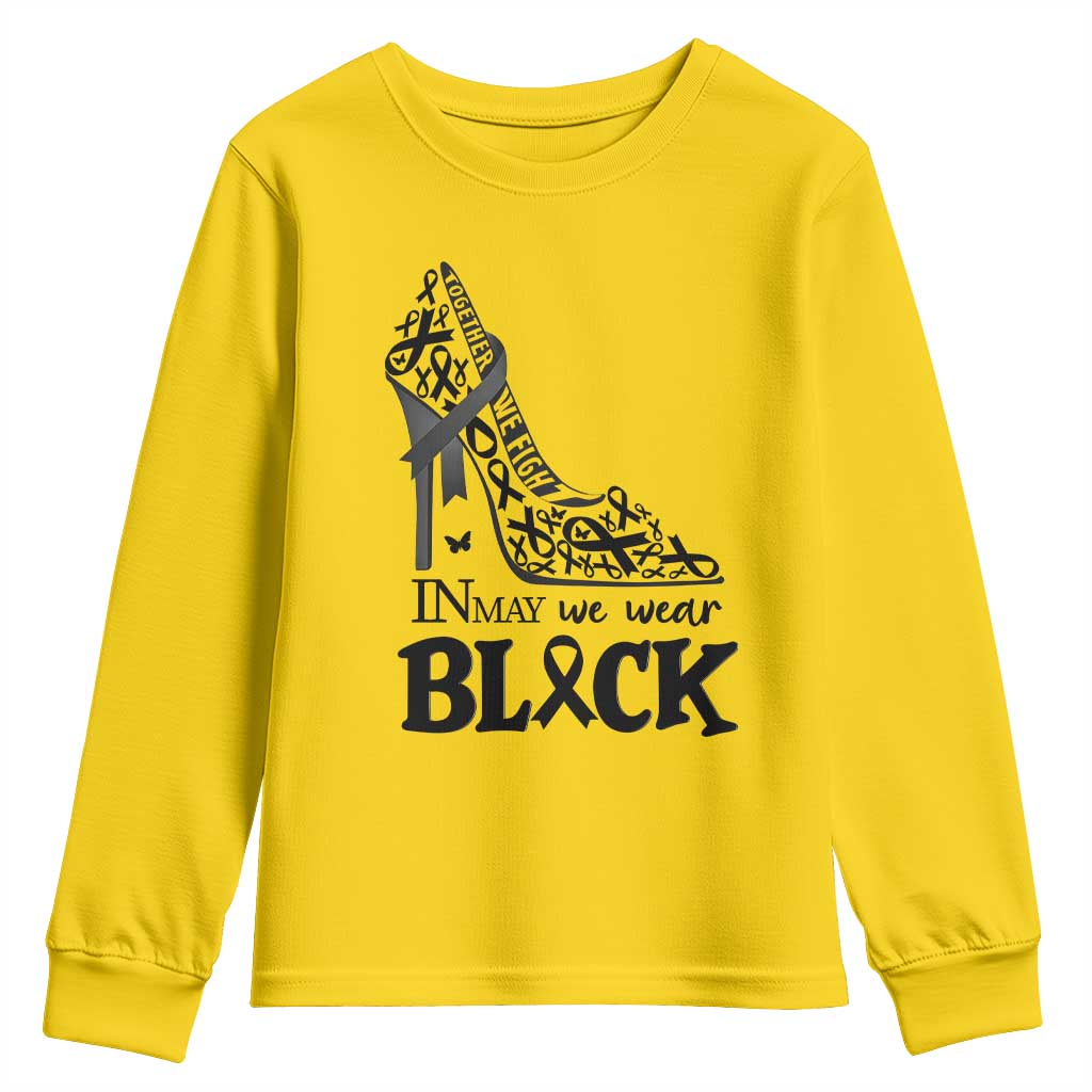In May We Wear Black Youth Sweatshirt Skin Cancer Support Gift For Her TS12 Daisy Print Your Wear