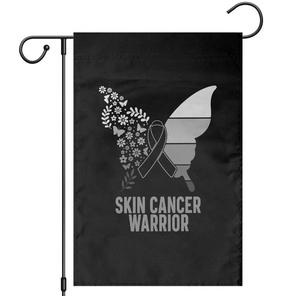 Floral Butterfly Melanoma Awarenes Garden Flag Black Ribbon Warrior Support Gift TS12 Black Print Your Wear