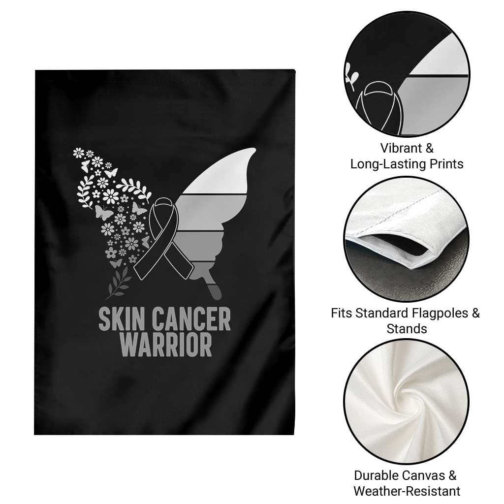 Floral Butterfly Melanoma Awarenes Garden Flag Black Ribbon Warrior Support Gift TS12 Print Your Wear