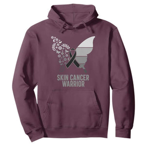 Floral Butterfly Melanoma Awarenes Hoodie Black Ribbon Warrior Support Gift TS12 Maroon Print Your Wear