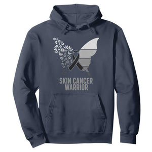 Floral Butterfly Melanoma Awarenes Hoodie Black Ribbon Warrior Support Gift TS12 Navy Print Your Wear